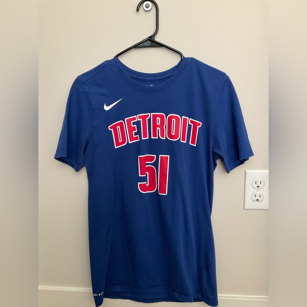 Nike Dri Fit Size Small Blue Detroit Pistons 51 Tee